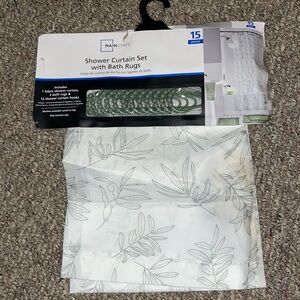 Mainstays shower curtain and rings set